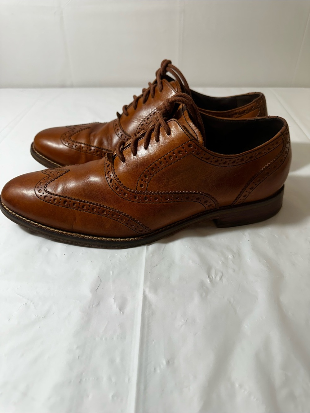 Cole Haan Men’s Tan Leather Wingtip Oxfords Size 9 - Picture 6 of 14